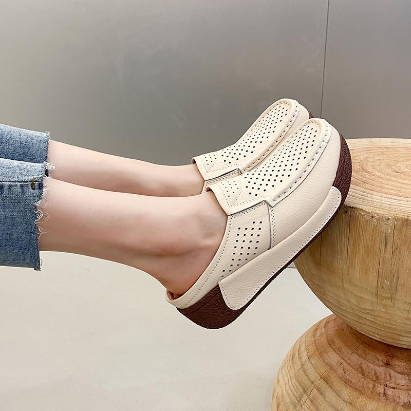 

Women s Summer Casual Comfortable Sandals Thick Bottom Soft Bottom Baotou Half Slippers 41 бежевий
