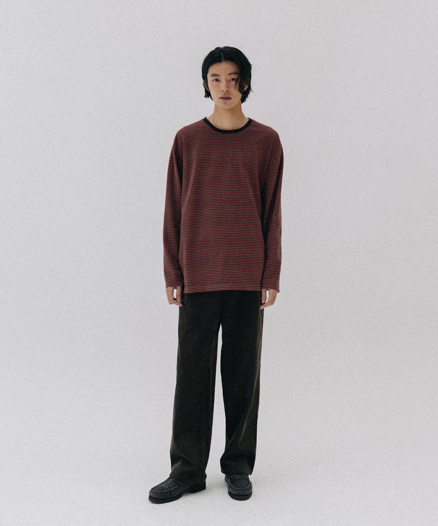 BLANKROOM Pencil Stripe Long Sleeve Tee_Museum Red