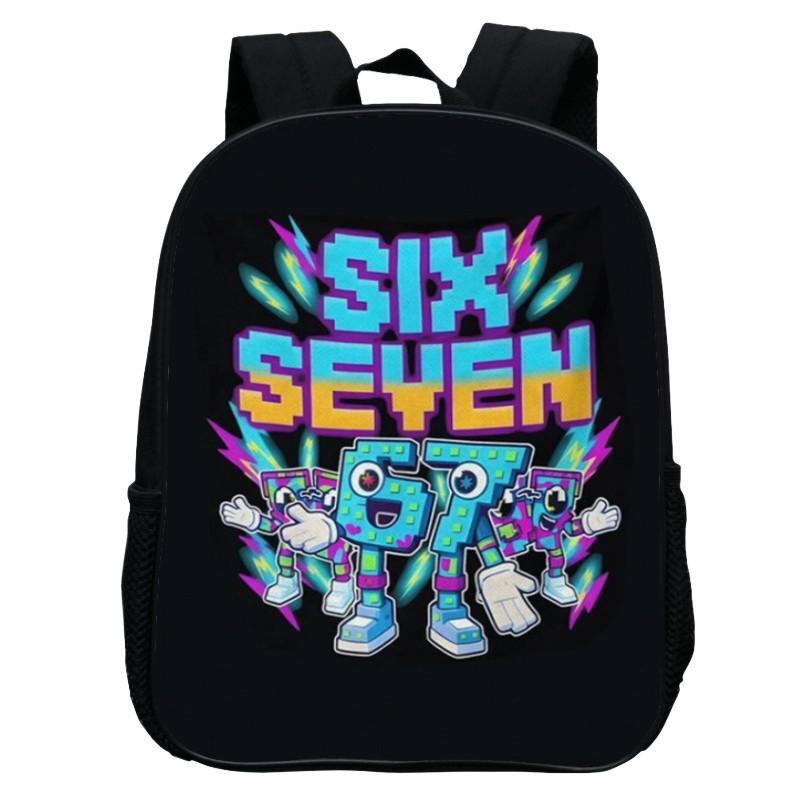 Printed Kindergarten 67 Six Seven Schoolbag, Cartoon Animation 12-inch Backpack Casual and Light