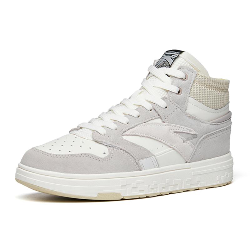 Anta Street Naughty Slip-Resistant Cushioning Wear-Resistant Mid-Top Skateboard Shoes Men's Gray White Yellow Sneakers 112218052-1