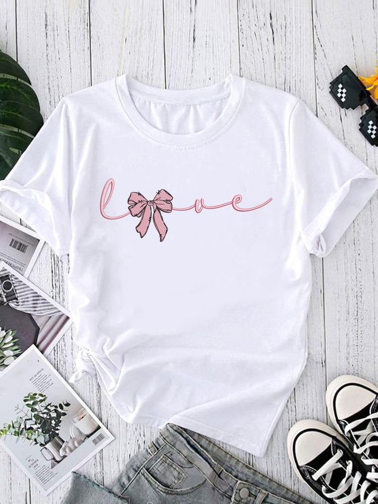 

(Asian Size) lovely letter trend 90s Short Sleeve T-shirts Women s Top Print O-neck Fashion Female Casual T Clothing Graphic Tee S