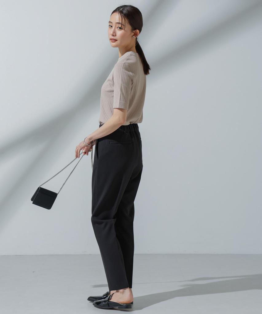 Nano Universe Sweat Crew Neck Ribbed Size Greige Anti-Soaked(R) Stain-Resistant T-Shirt, Small,