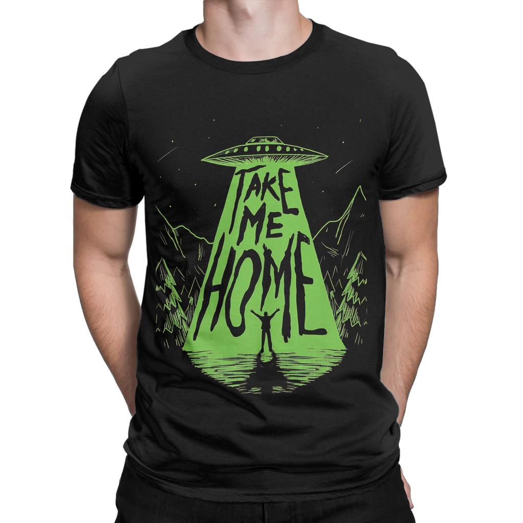 Take Me Home Aliens UFO Funny 100% Cotton T-Shirt UFO Tees Tops For Men