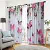 Butterflies and Pink Roses - Pole Bag Curtains, Bedroom and Kitchen Decoration, Home Decoration, Living Room Decoration