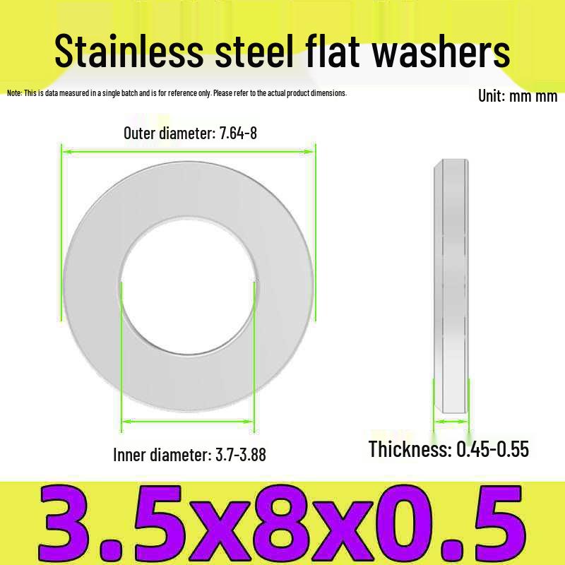 Stainless Steel Flat Washer Gasket, No Burrs, GB97 Standard (201/316/304)