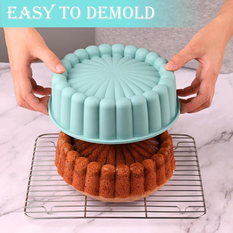 8 Inch Round Nonstick Silicone Cake Pan for Cheesecake, Chocolate, Rainbow Cakes, Brownie Tart - 1 Pcs