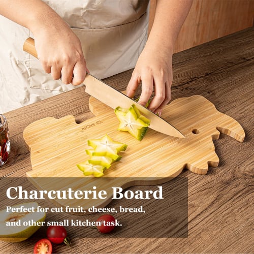 TJ POP Natural Bamboo Cutting Board, Antibacterial, Lightweight, Odor-Resistant, Hygienic for Cutting Meat, Vegetables, Fish, and Fruit. Nitrogen-heat