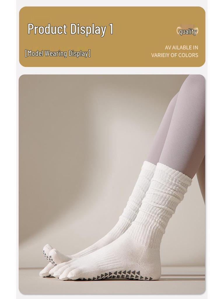 Vijf-Teen Antislip Over-de-Knie Pilates & Yoga Sokken voor Dames - Herfst/Winter Fitness Stijl