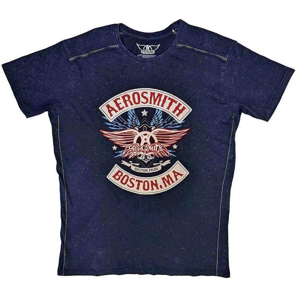 Blue Snow Wash Aerosmith Boston Pride Official Mens Unisex T-Shirt M