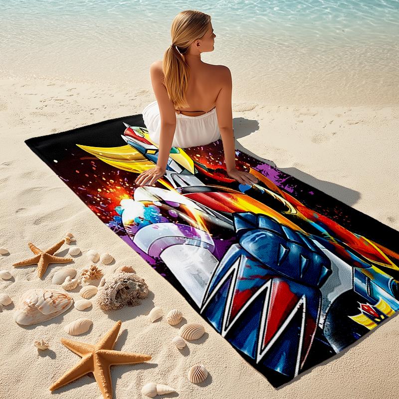 1pc UFO Robot Grendizer5 Beach Towel, Comfortable and Thick, and Swimming/Bath/Picnic/Camping Towel, Suitable for Seaside Beaches