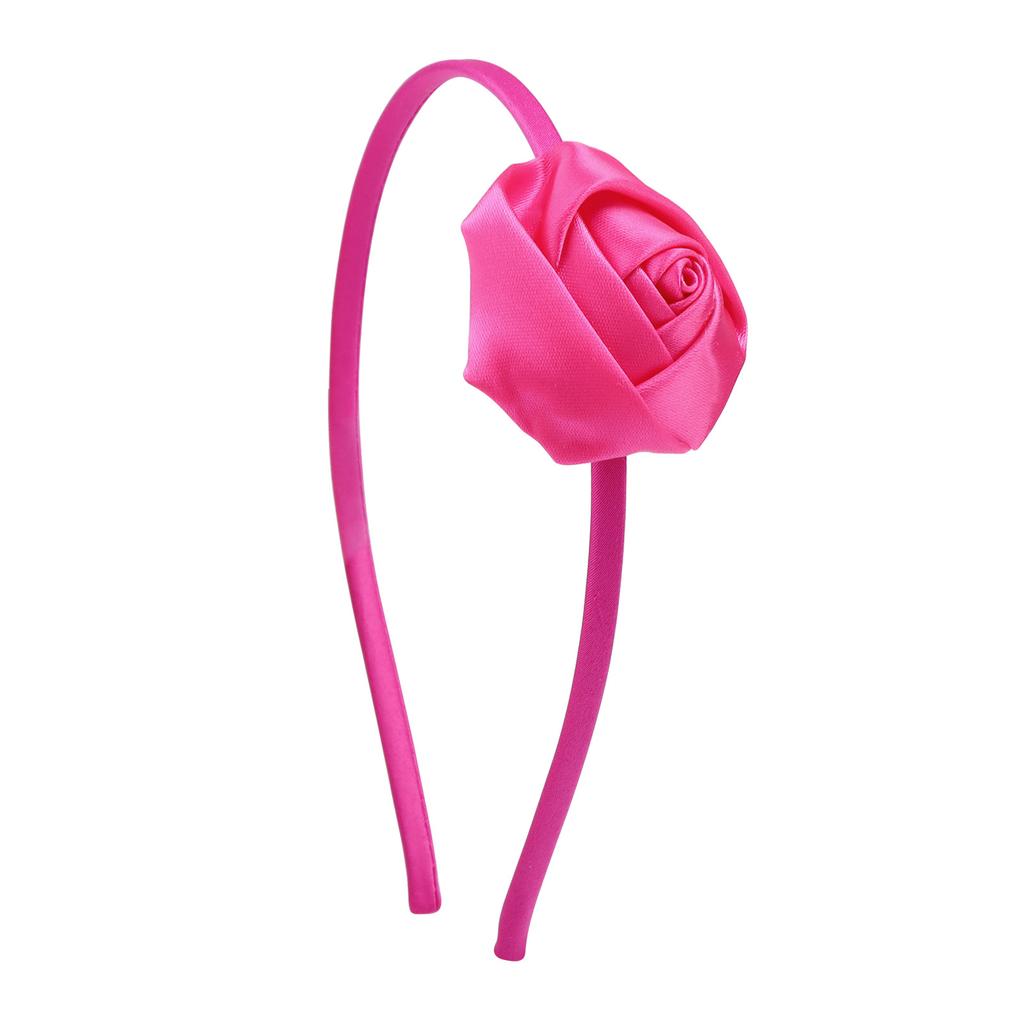 Dziewczęca satynowa opaska na głowę z kwiatem róży w stylu vintage, opaska do włosów, akcesoria do włosów, nakrycie głowy do stroju ślubnego, ręcznie robiony ozdobny element na głowę