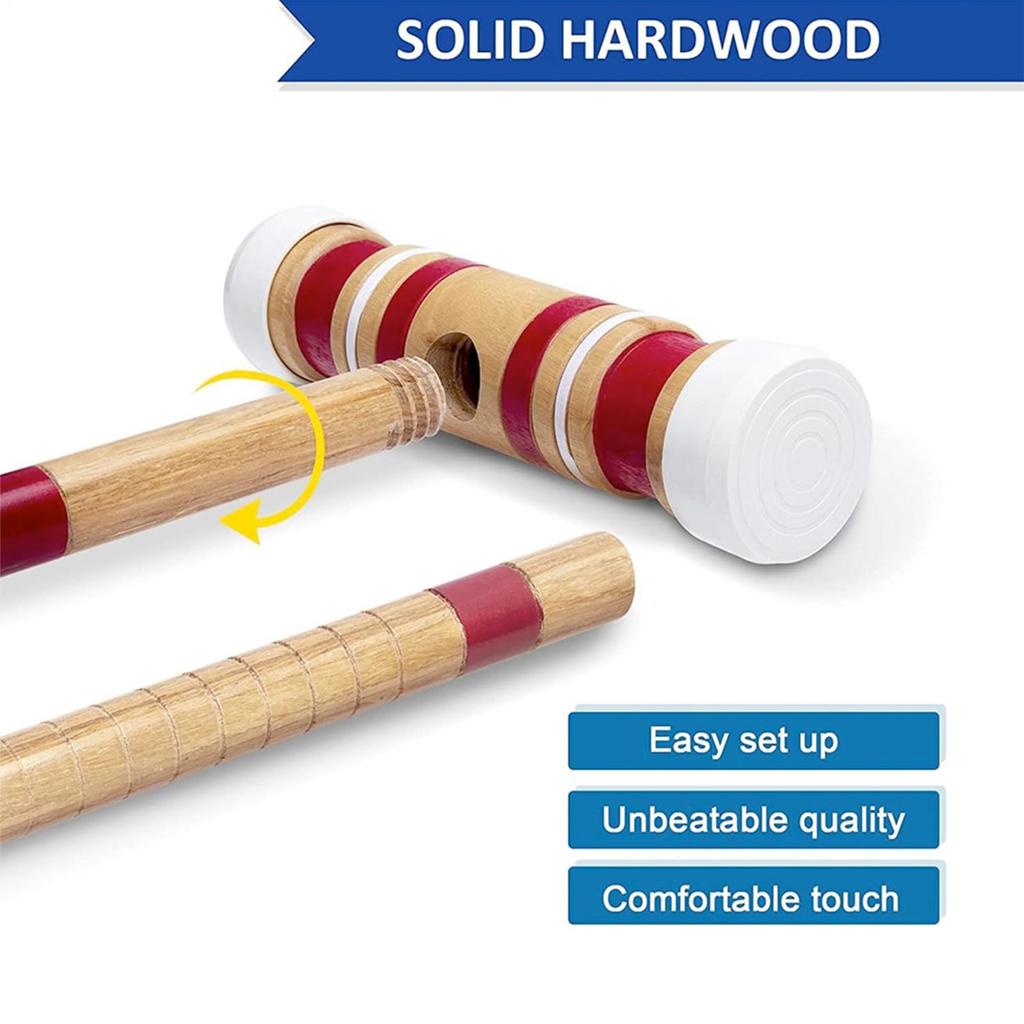 Hot-Sell!-Six-Player Croquet Set with Wooden Mallets, Colored Balls, Sturdy Carrying Bag Sturdy Carrying Bag for Adults &Kids