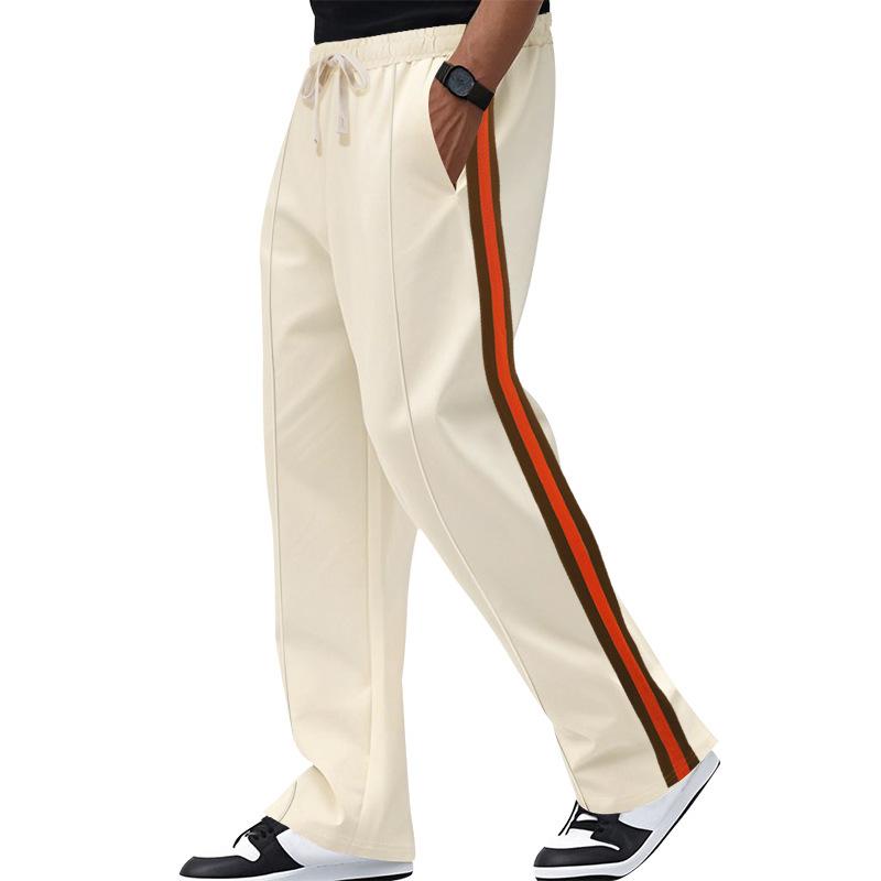 High Street Hip-Hop Men's Jacquard Contrast-Striped Sports Flared Casual Sweatpants