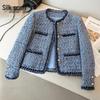 Damen Lammwolle Mischung Color Block Strickjacke