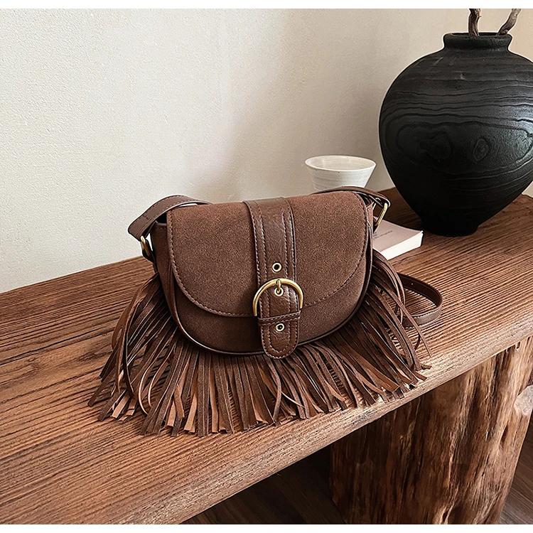 

Модные сумки через плечо из искусственной замши с кисточками, высокое качество, ощущение роскоши, зимние новые стильные сумки через плечо