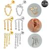 G23 Titanium Internal Thread Chain Ear & Lip Stud with Design Sensibility