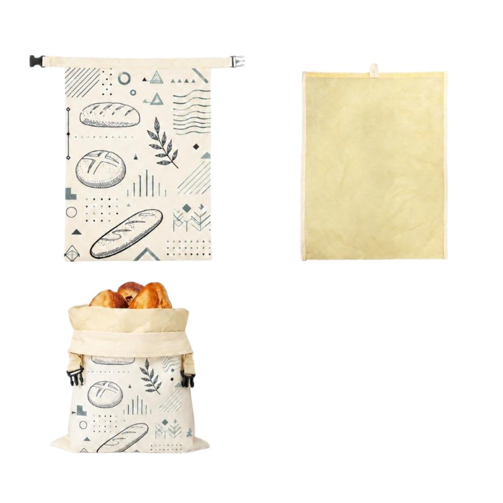Cotton Beeswax Bread Bags Lock Closure Removable Inner Bag Sourdough Bread Bag Bread Pattern 43x33 Bread Storage Bag for Baking