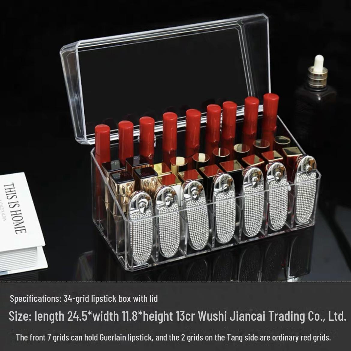 

Прозрачный акриловый держатель для помады с откидной крышкой - пыленепроницаемый косметический контейнер для хранения