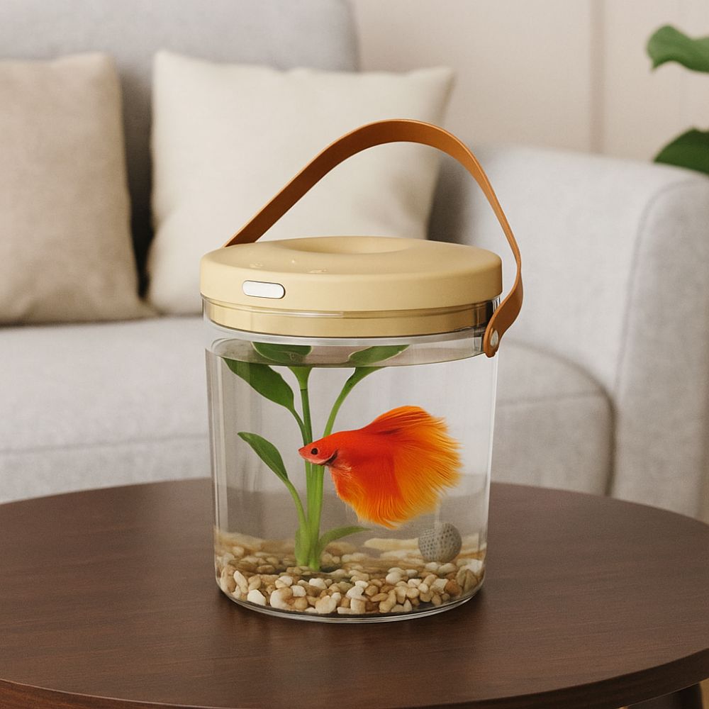 Transparent Oxygen Filled Fish Tank PC Plastic Handheld Fish Tank Ecological Fish Tank Home Decor