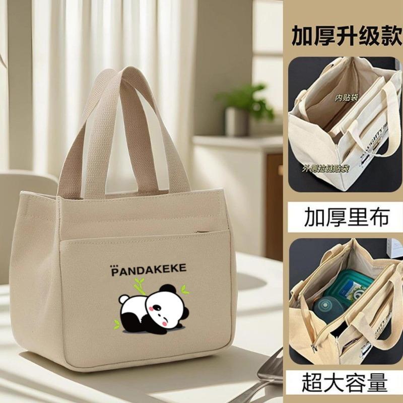 Canvas handbag large capacity simple office worker cartoon versatile lunch box mommy with rice bento bag