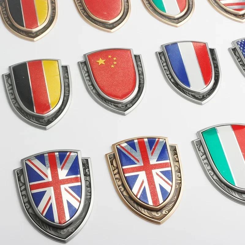 Autocollant de Voiture Métallique 3D Italie France Allemagne Angleterre Amérique Drapeau Emblème Badge Décalcomanies