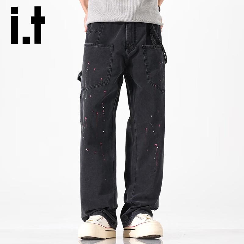 Izzue It Herren Jeans mit Spritzlack-Design, lockere gerade Passform
