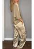 European and American Women's Satin Half-Sleeve Top and Pants Set 2024