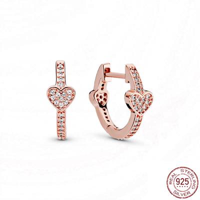 Sterling Silver 925 Örhängen Hjärta Guld Cirkulär Hoop Örhänge Örhängen Örhängen För Kvinnor Mode Silver Örhängen Smycken Present