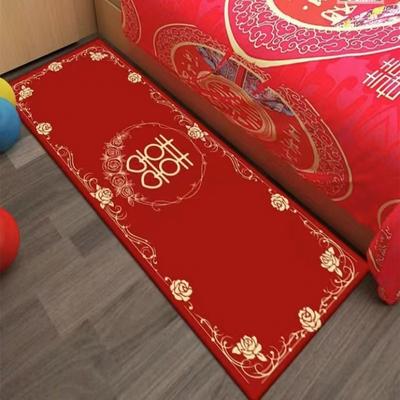 Vermelho festivo casamento casamento chinês feliz personagem quarto cama tapete para o quarto de casamento tapete de chão tapete de casamento