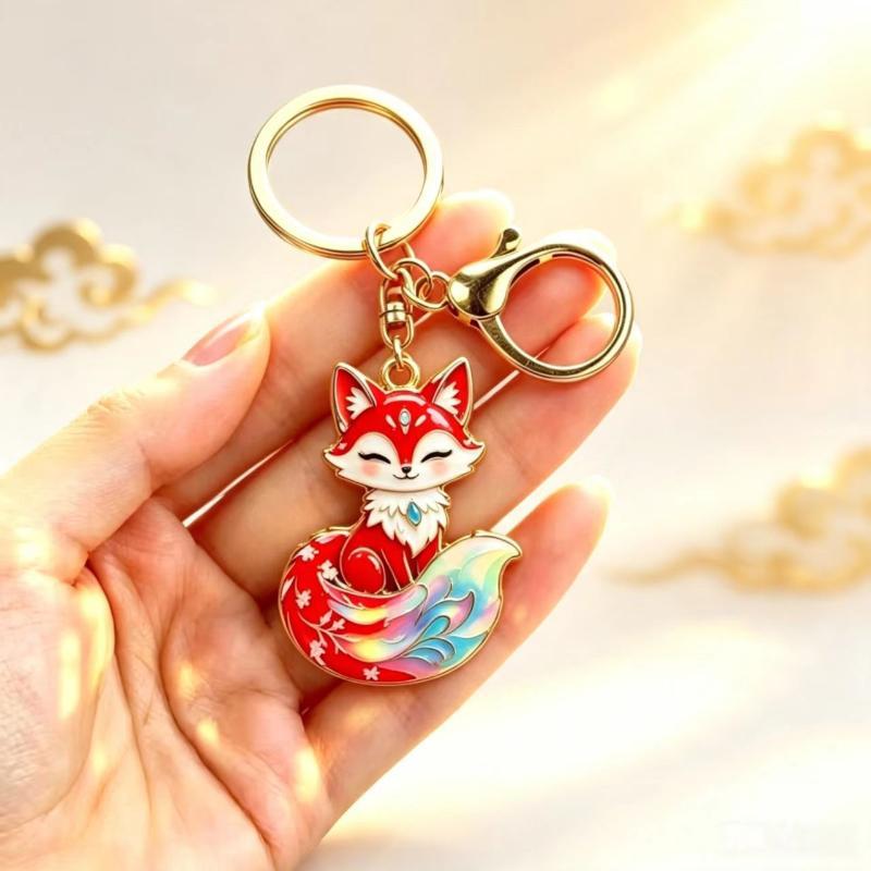 Enamel Luxury Keychain High-End Metal Pendant Bag Charm Blessing Charm