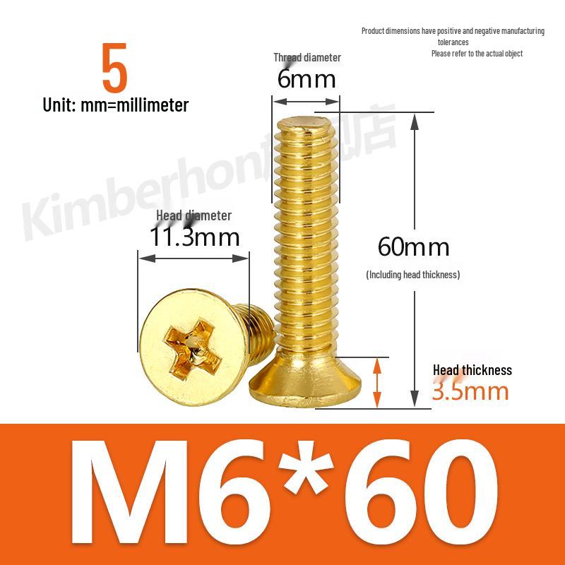 Copper Phillips Countersunk Head Machine Screws, Sizes M2–M4, Lengths 6/8/10/12mm