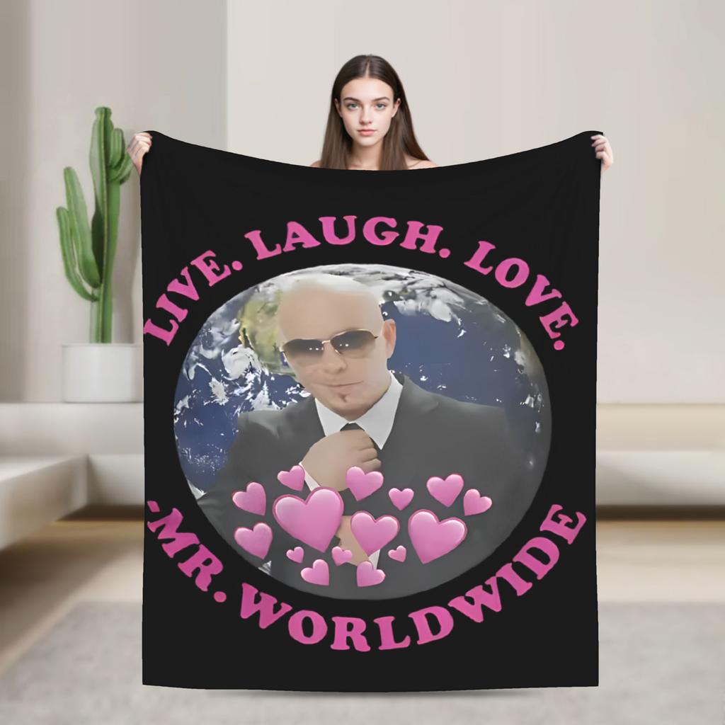 Pitbull Mr. Weltweit Flanelldecke Winter Mr Worldwide Weiche Überwurfdecke Mädchen Jungen Outdoor Neuheit Bettdecke Sofa Bettbezug