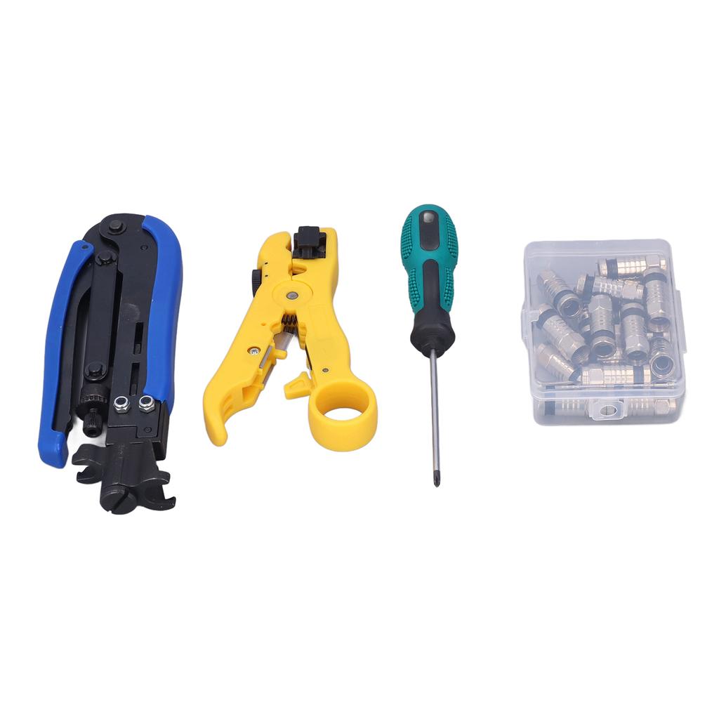 Coax Cable Crimper Kit Multifunctional Coaxial Compression Tool Network Toolkit for Stripping