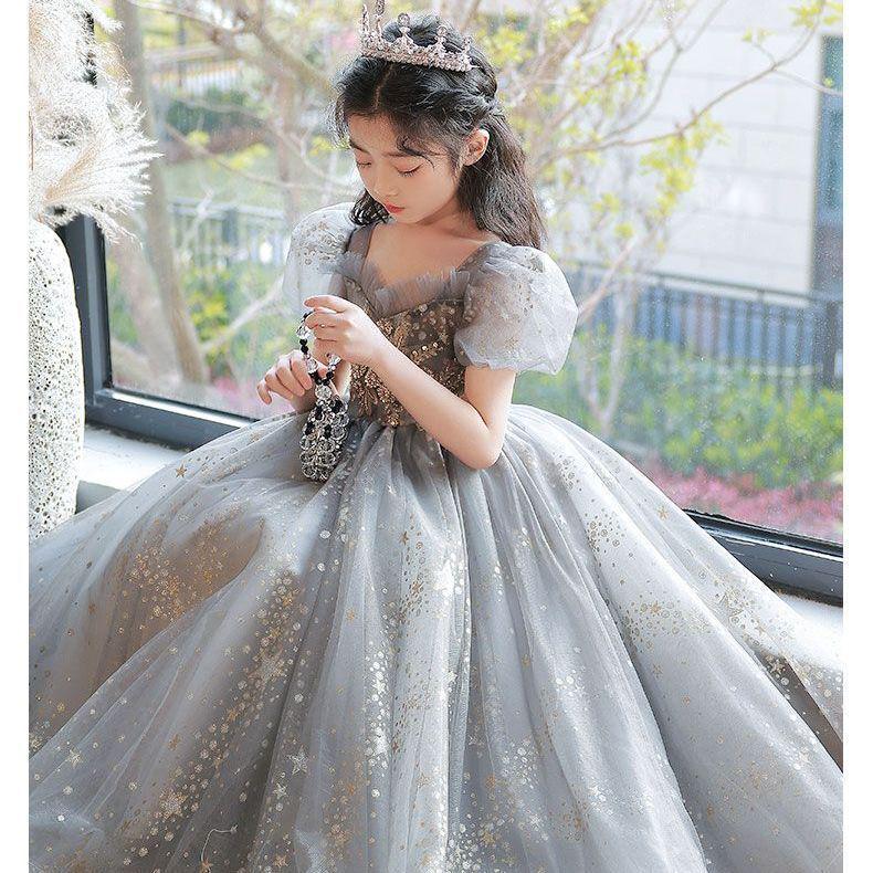 Girls' Elegant Princess Dress for Weddings, Birthdays, and Performances