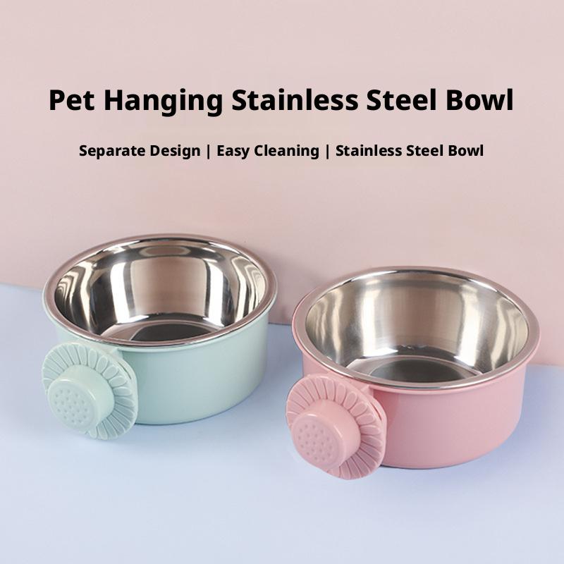 Stainless Steel 2-in-1 Pet Bowl Anti-Spill Fixed Hanging Dog Water Food Bowl for Crate Kennel No-Slip Puppy Feeder 5