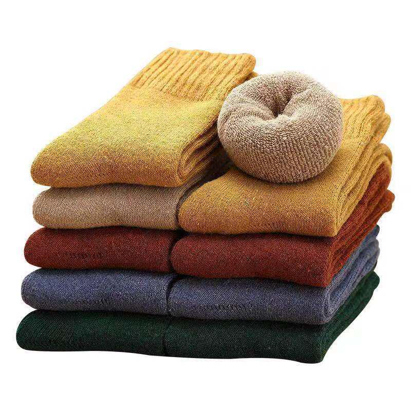 Women Winter Padded Warm Terry Hosiery Middle Tube Hosiery Floor Hosiery Imitation Rabbit Wool Towel