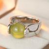 Trendy Inlaid Green Stone Women's Ring Aesthetic CopperColor Geometry Daily Wear Party Jewelry Anniversary Gift
