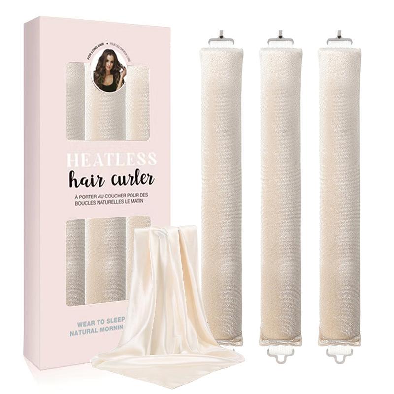 No-heat curling iron lazy sleep big wave belt 70cm silk scarf double hook type 3cm
