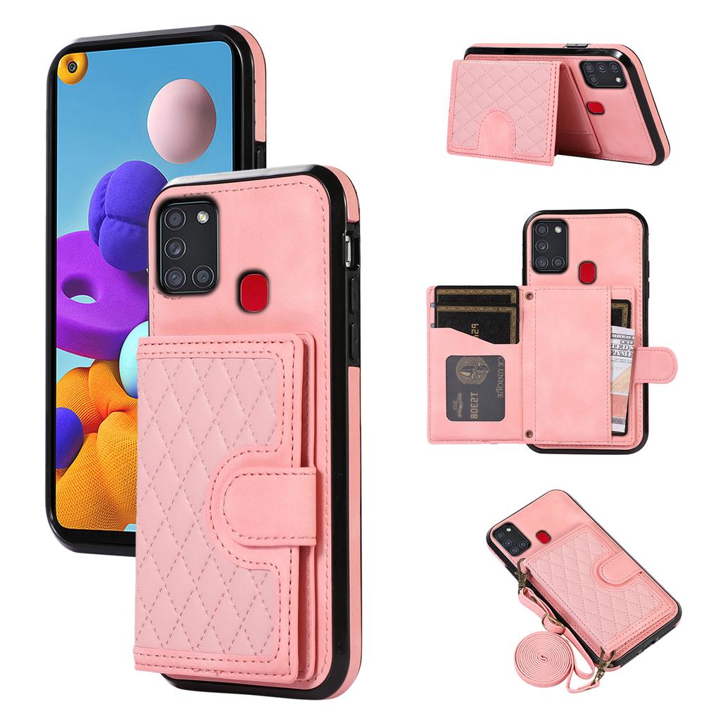 Pro Samsung Galaxy A21s Pouzdro na telefon TPU+PU kůže Kryt na telefon s držákem na karty