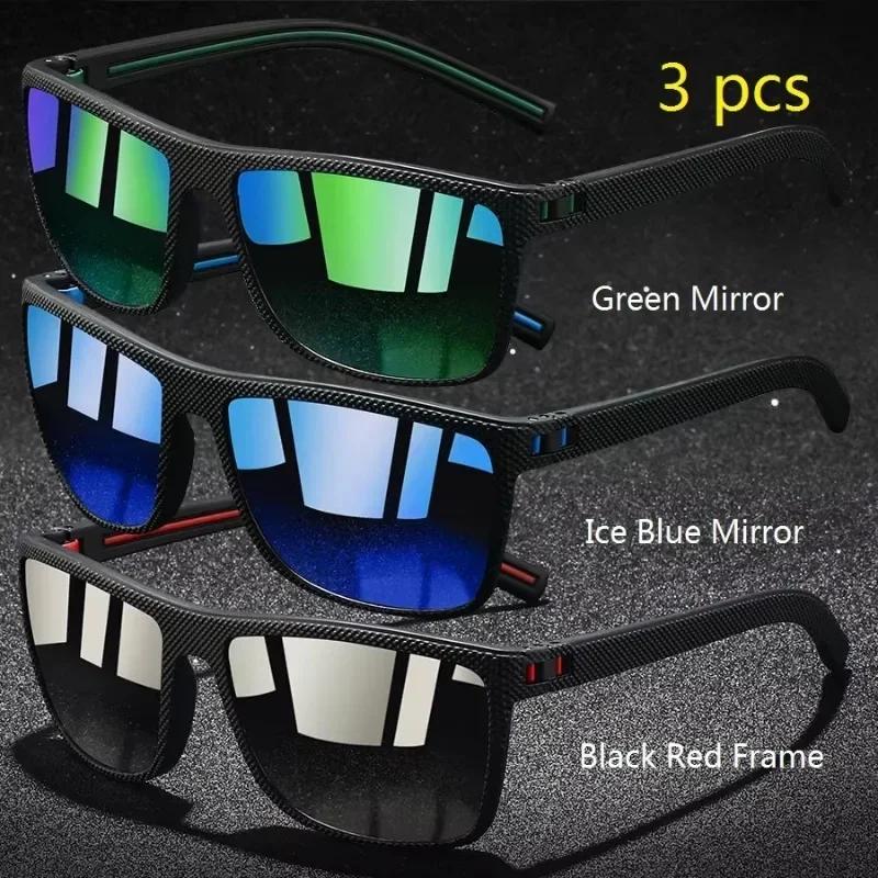 1 3 Pieces Vintage Check Sunglasses For Men Women UV400 Protection Fashion Square Design Fishing Driving