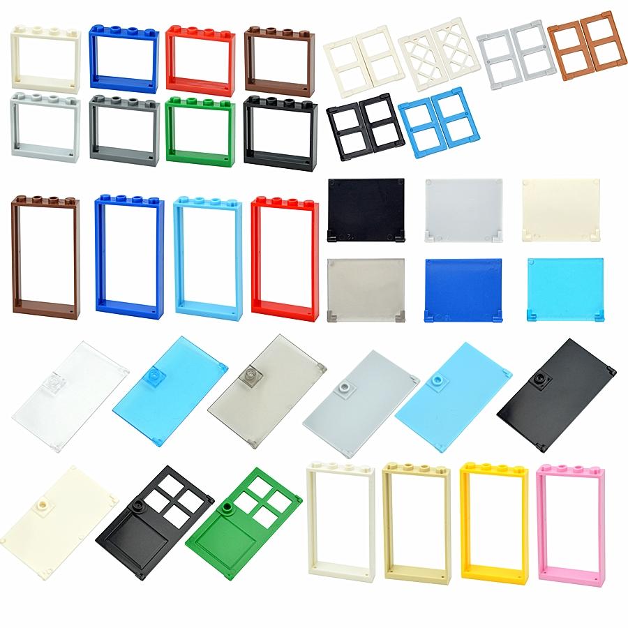 City Window Building Up Cubes Custom Build House Door Frame Glass Bricks Parts Fits 60594 60616 60621 60596 MOC Educational Tool Parts Fo