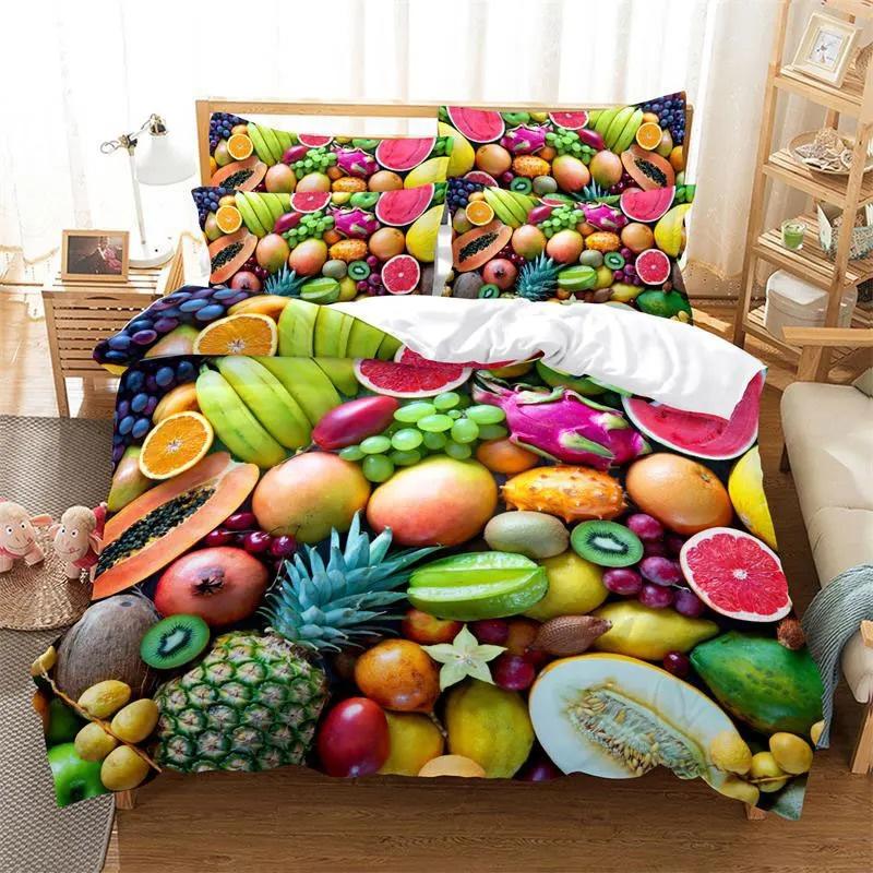 3D Summer Tropical Fruit Duvet Cover with Pillowcase King Full Size Queen Double Bed Quilt Case Linens Single Twin Bedding Sets