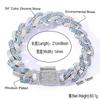 Gioielli Hip Hop Personalizzati Larghezza 14mm Iced Out Argento e Zircone Blu Bicolore CZ Incastonatura Maglia Cubana Bracciale