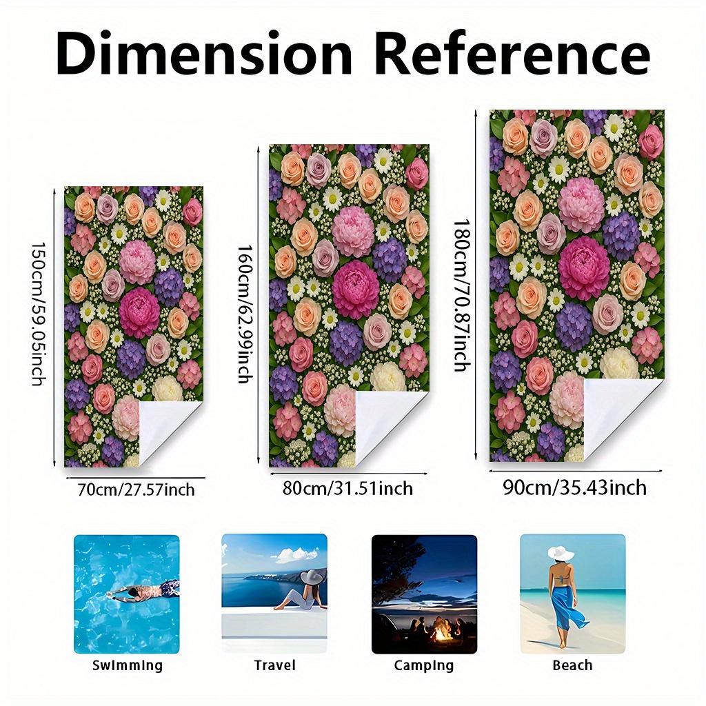 1pc Large Floral Beach Towel - Elegant Peony Flowers Pink, Peach, Purple,, Green - Quick-Dry Bath & Swim Towel for Pool, Travel