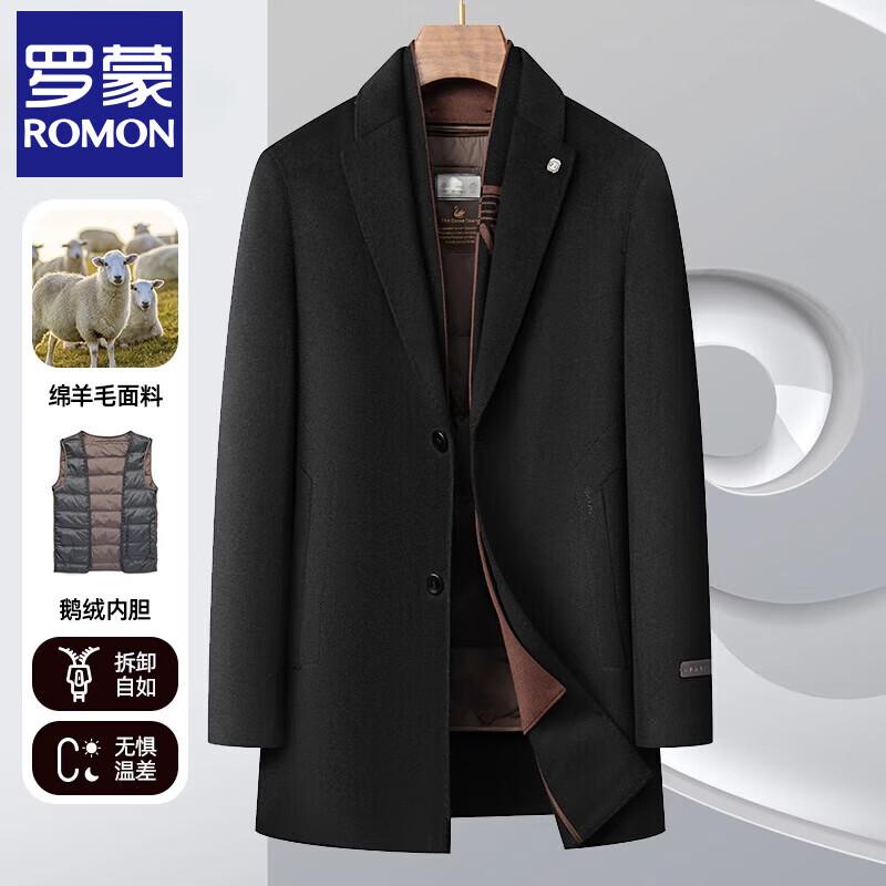 

Romon Men s Business Casual Mid-length Wool Blend Overcoat with Goose Down Liner XL