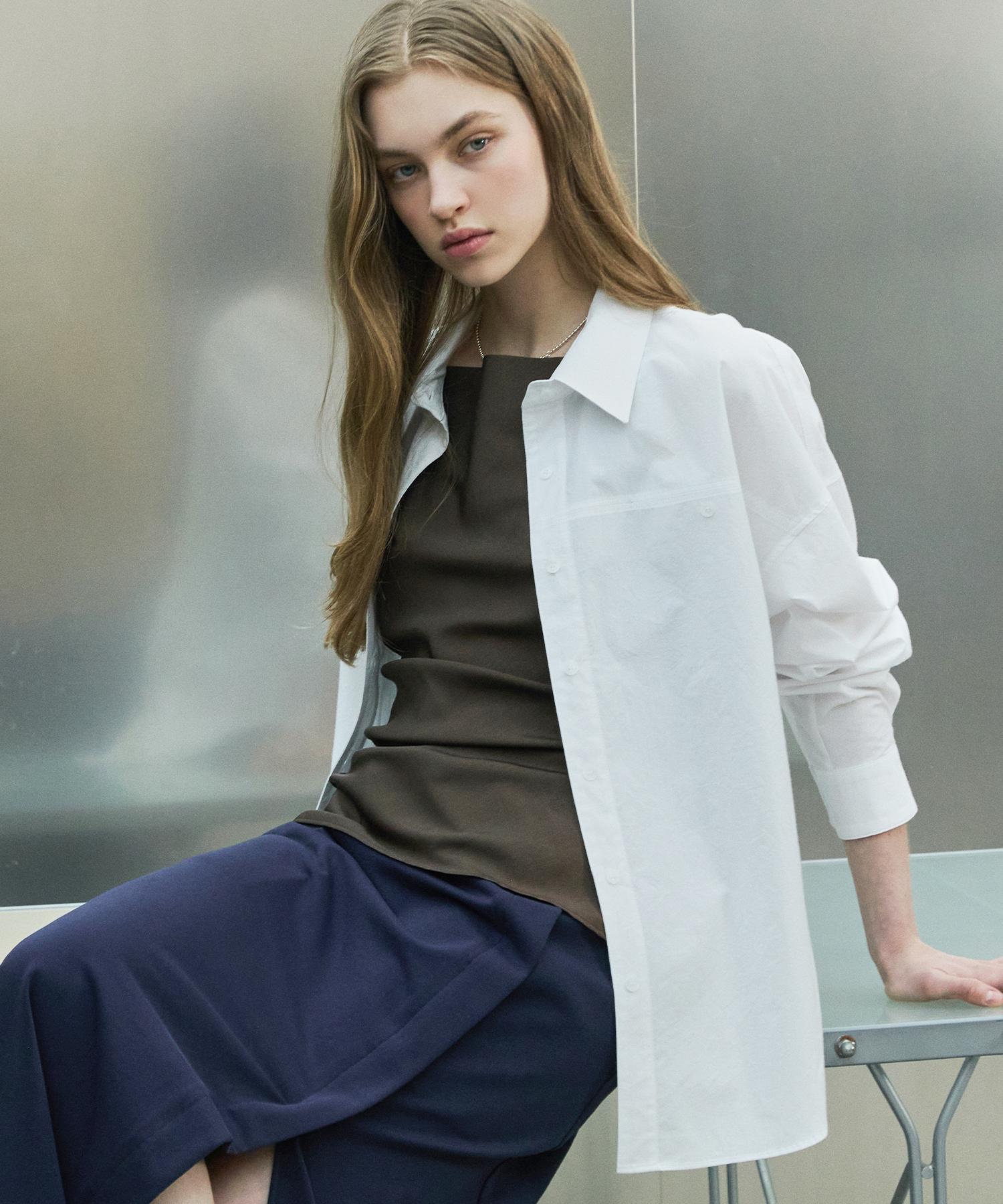 Ihr Button Oversized Shirt / White