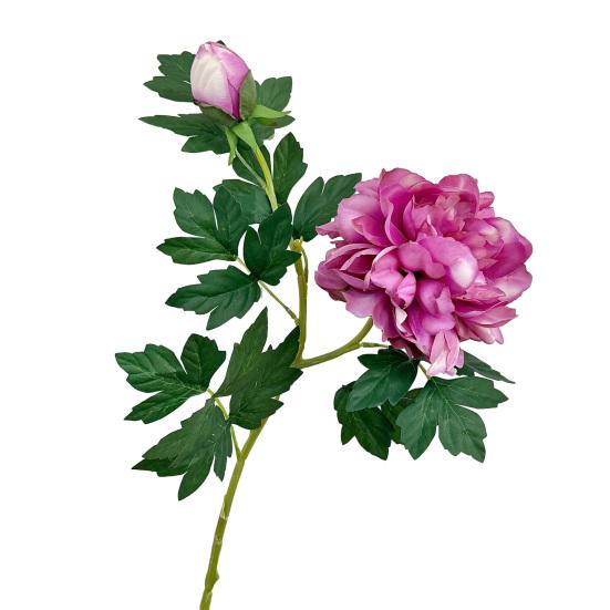 Artificial Peony Flower, Realistic 2 Heads Faux Peony with 1 Bud, 29.9" Fake Peony Bouquet with Stem for Wedding Centerpiece, DIY Home Table Vase