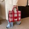 Große Kapazität Plaid Tote Bag Damen Mode Design Sinn Winter Neue Canvas Handtasche Einfacher Stil Pendler Umhängetasche