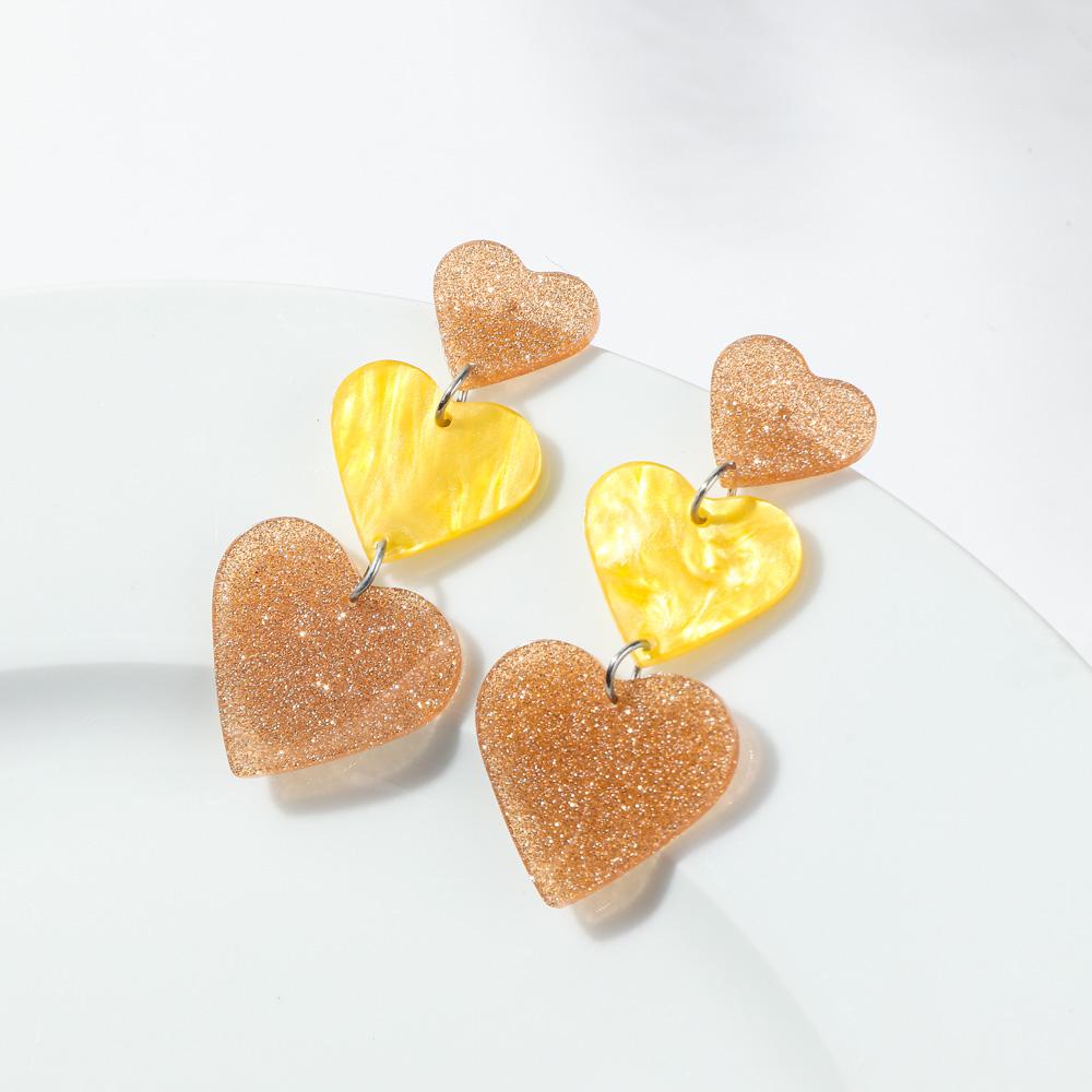 New Valentine's Day Acrylic Earring for Women Girls Glitter Colorful Love Heart Splicing Drop Earrings Sweet Jewelry Gifts