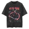 Jujutsu Kaisen Maki Zenin Koszulka Vintage Acid Wash Graficzna Męska Oversize Streetwear Anime Retro Bawełniany Top Koszulka